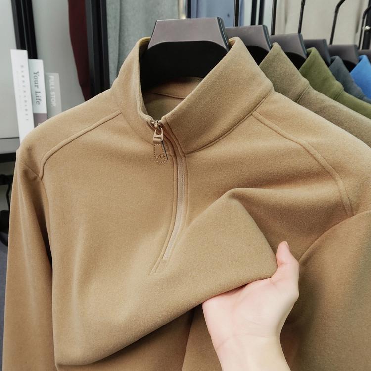 Men's 2025 Winter Double-Sided Fleece Half-Zip Long-Sleeve Casual Warm Base Layer Sweatshirt