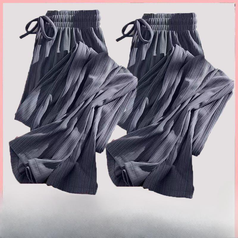 Sommer Eis Seide Weitbein Hose Hohe Taille Dünne Freizeithose Damen Locker Bodenlang