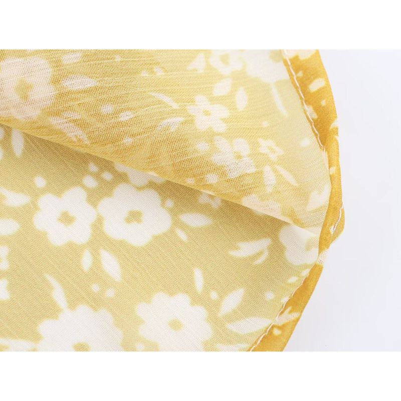 Kaslead New Women clothes Western Style Single Breasted Chiffon Small Floral Stand Collar Long sleeve dress