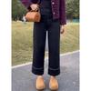 Women's Spring 2026 Black Embroidered High-Waisted Straight-Leg Jeans - Plus Size, Flaw-Concealing, Slimming Fit
