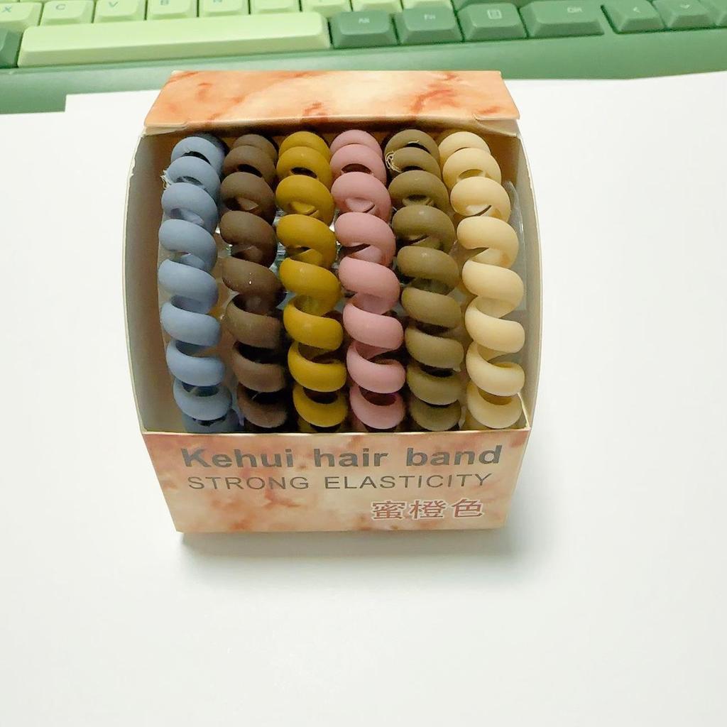 6-teiliges Set mit hochelastischen Haargummis, buntem Haarseil aus Gummi, Telefonleitung, Pferdeschwanz, Haargummi, süßes Mädchen-Haar-Accessoire für Frauen