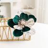 Artificial Poinsettia Flowers Christmas Tree Ornaments Velvet Glitter Magnolia Stems Floral Picks for Xmas