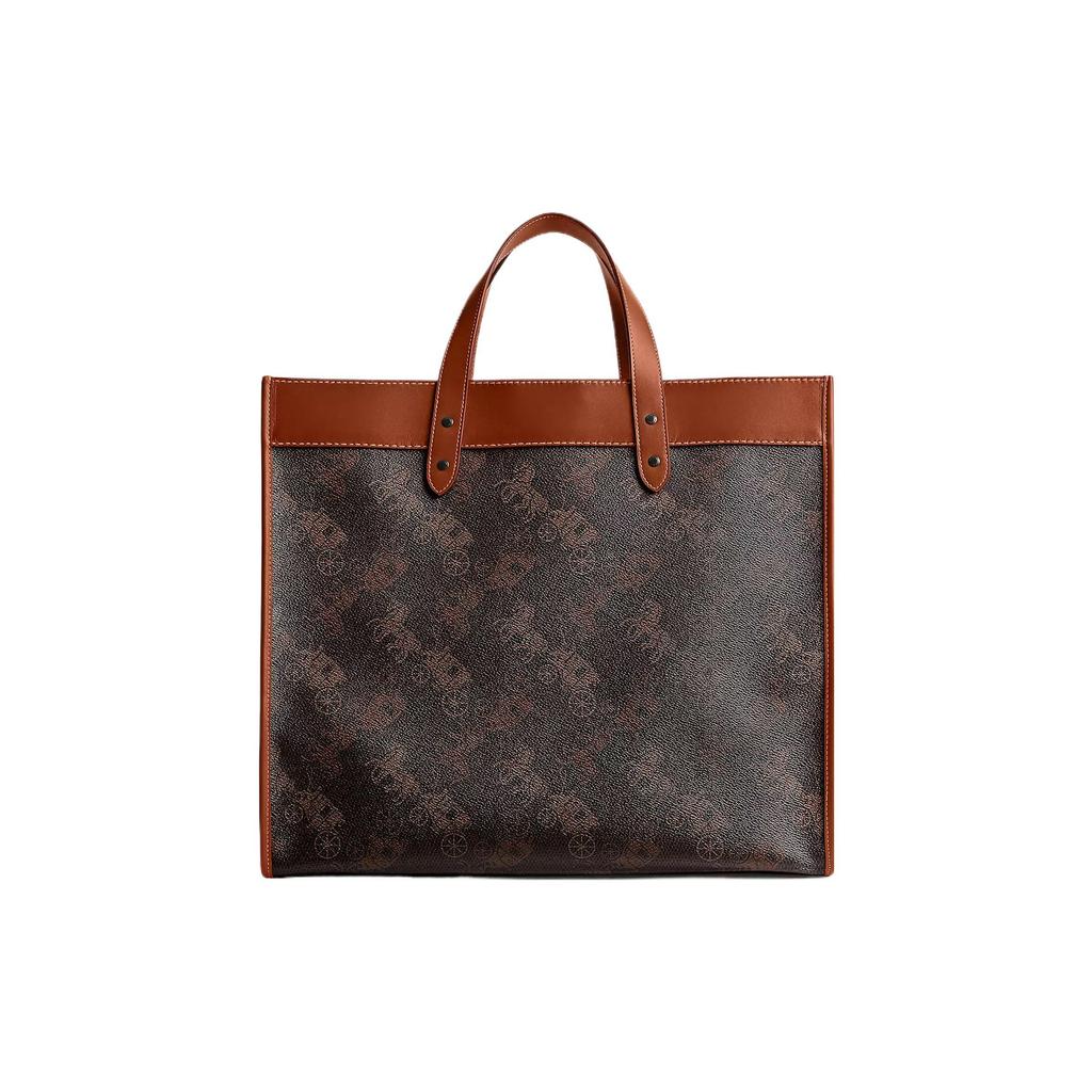 Coach Field 40 Tote Bag With Removable Shoulder Strap And Logo Print Women Tote Bags Brown Coffee CP446-W8F
