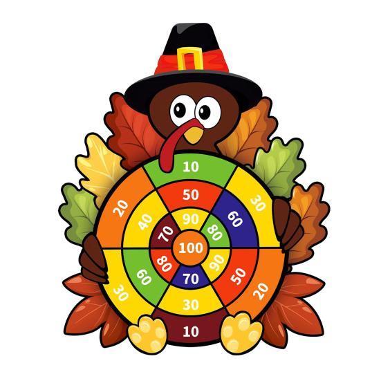 Thanksgiving Spiel Truthahn Dartscheibe Indoor Outdoor Party Spiel mit 6 Klettbällen und 8 Darts für Familien Erwachsene Aktivitäten Weihnachtsgeschenke