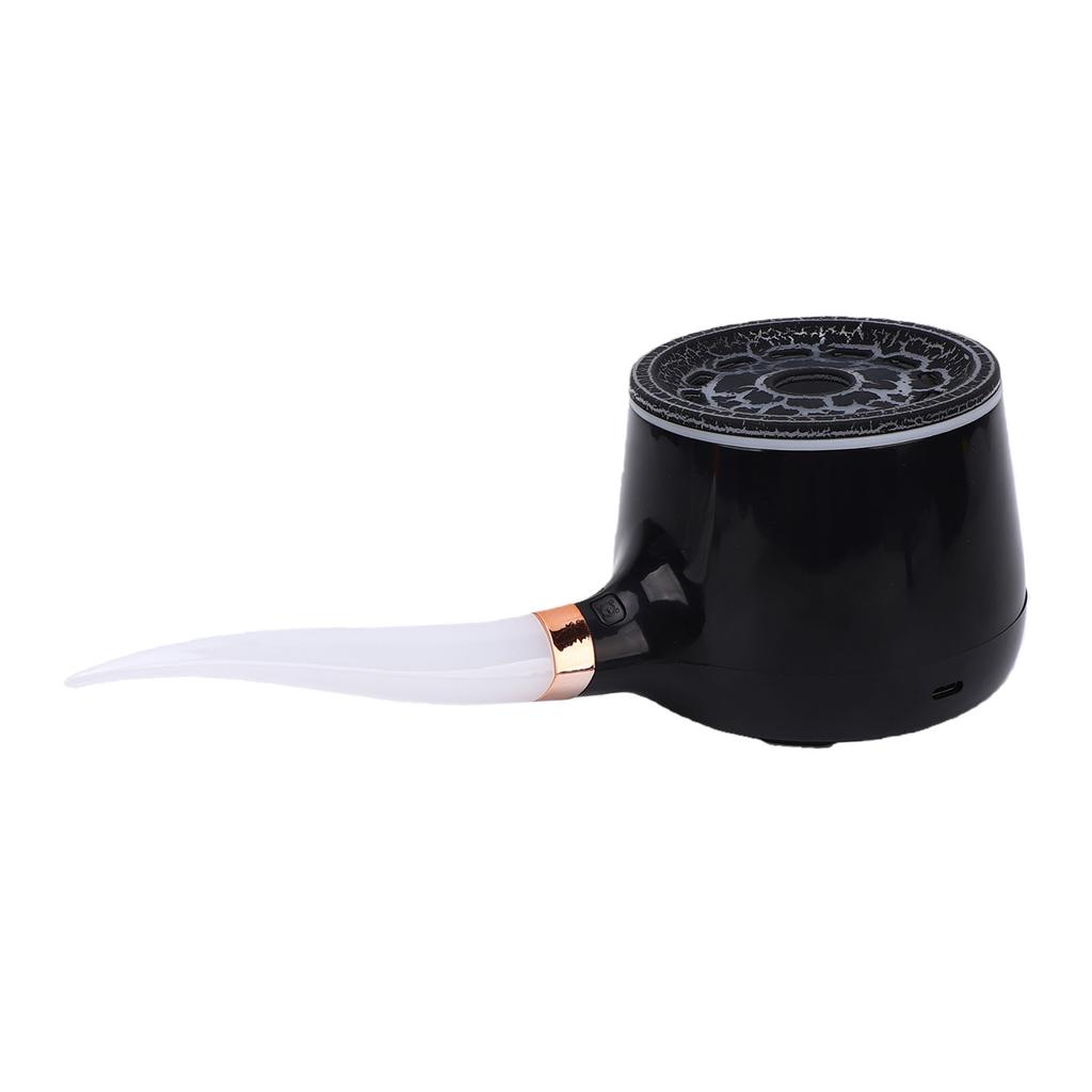 Pipe Aromatherapy Diffuser Humidifier Black Quiet Simulated Fire Essential Oil Diffuser with Smoke Rings Colorful LED