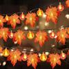 LED Halloween Maple Leaf & Pumpkin String Lights, Outdoor Festival & Christmas Decoration Fairy Lights