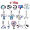 Silver S925 Colorful Travel Luggage Charms Plane Beads Fit Original Bracelets DIY Anniversary Jewelry for Women Fine Gift