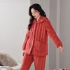Winter Pajamas Women'S Thickened Fleece Coral Fleece Three-Layer Padded Cotton To Keep Warm, Winter Padded Jacket Set Flannel Loungewear