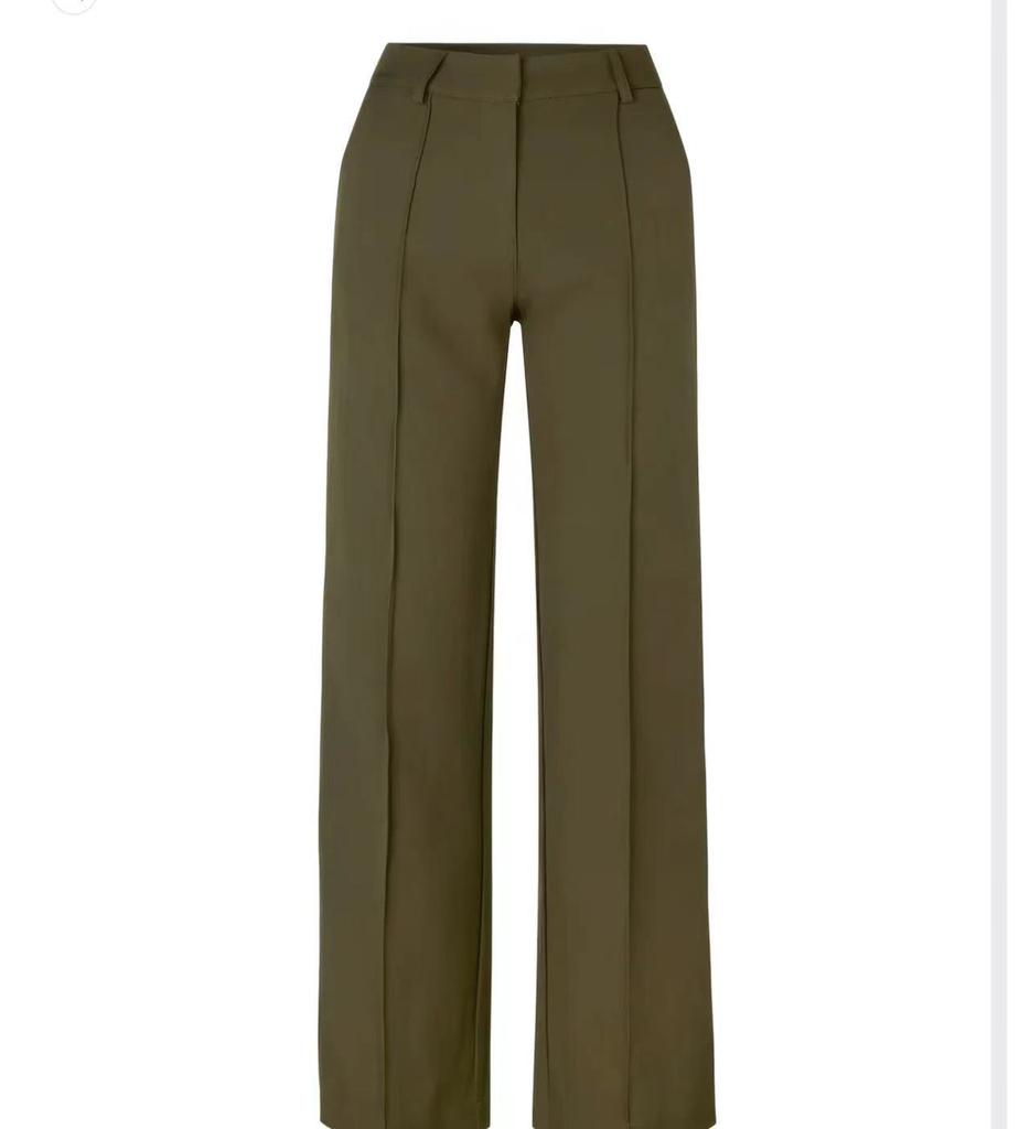 Women's High Waist Straight Leg Pants Wide Leg Trousers Relaxed Fit Elegant Solid Color Office Work Pants Spring Business Casual Long Trousers