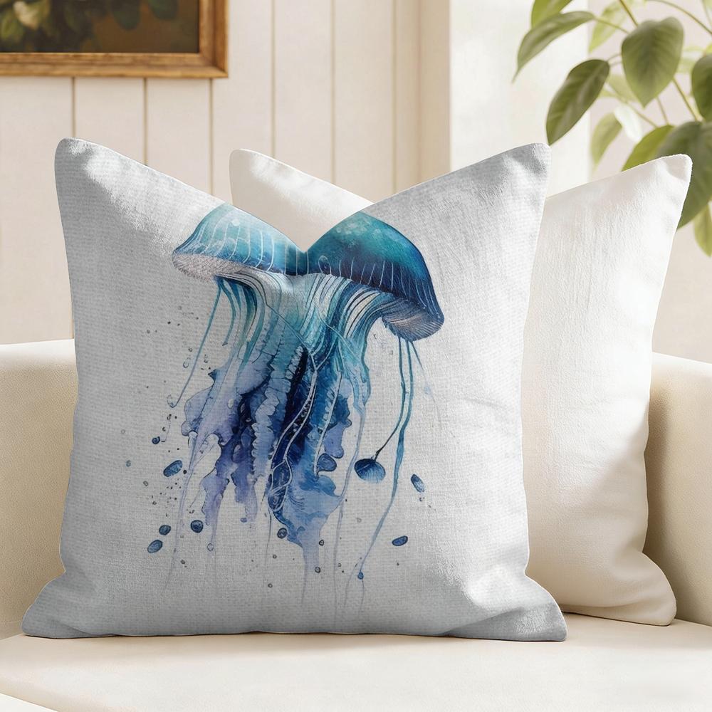 Sea Animal Turtle Coral Cushion Cover Natural Linen Pillow Cover DoubleSided Print Cushion Cover for Sofa Home Decor