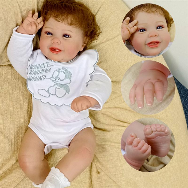 55CM Washable Finished Reborn Doll Newborn Sleeping Baby Dolls 3D Skin Multiple Layers Painting