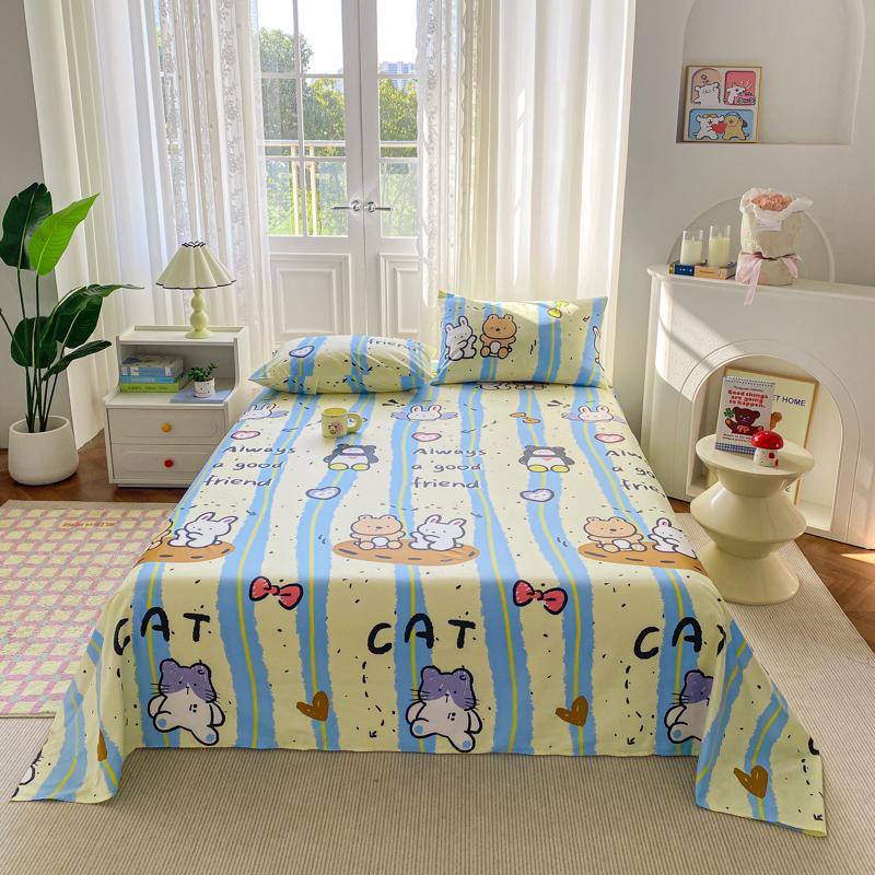 Cotton Bed Flat Sheet for Double Bed Plain Solid Color Top Sheets Single/Queen/King Flat Bedsheets Home Bed Linen Sheets