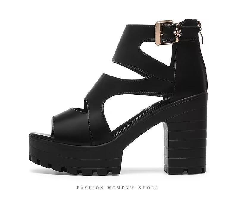 2024 Spring/Summer Women's High Heeled Platform Wedge Sandals – Open Toe, Thick Sole, Roman Style