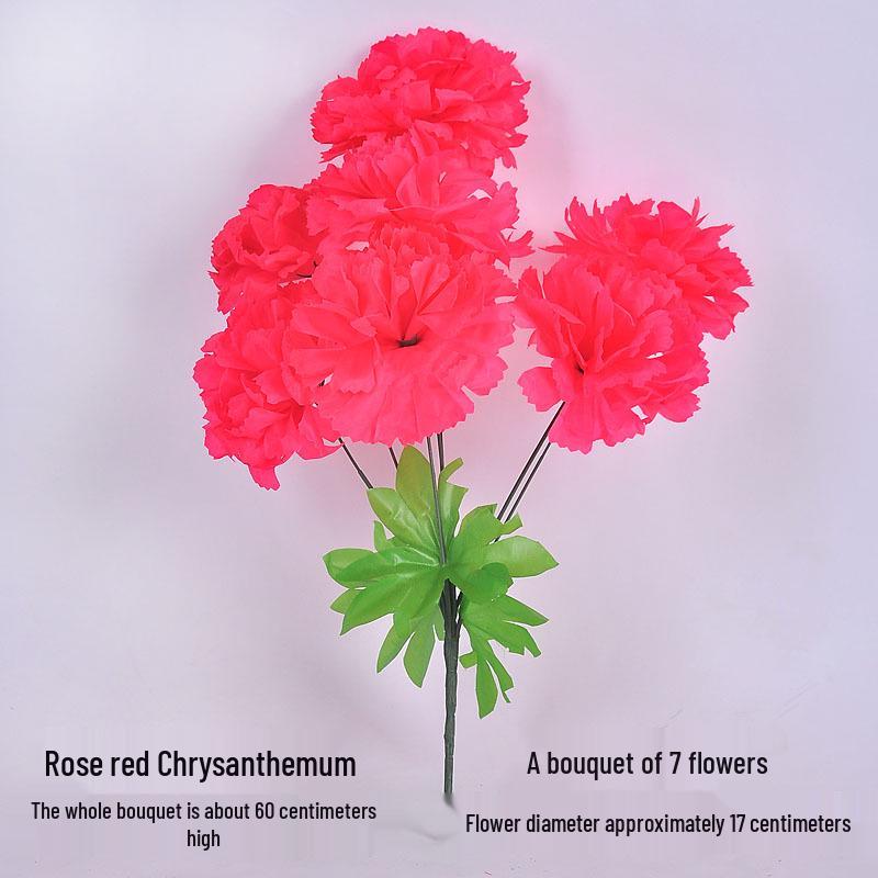 Qingming-Fest Chrysanthemenstrauß: 7-Kopf Seidenblumen Friedhofsgesteck für die Grabpflege