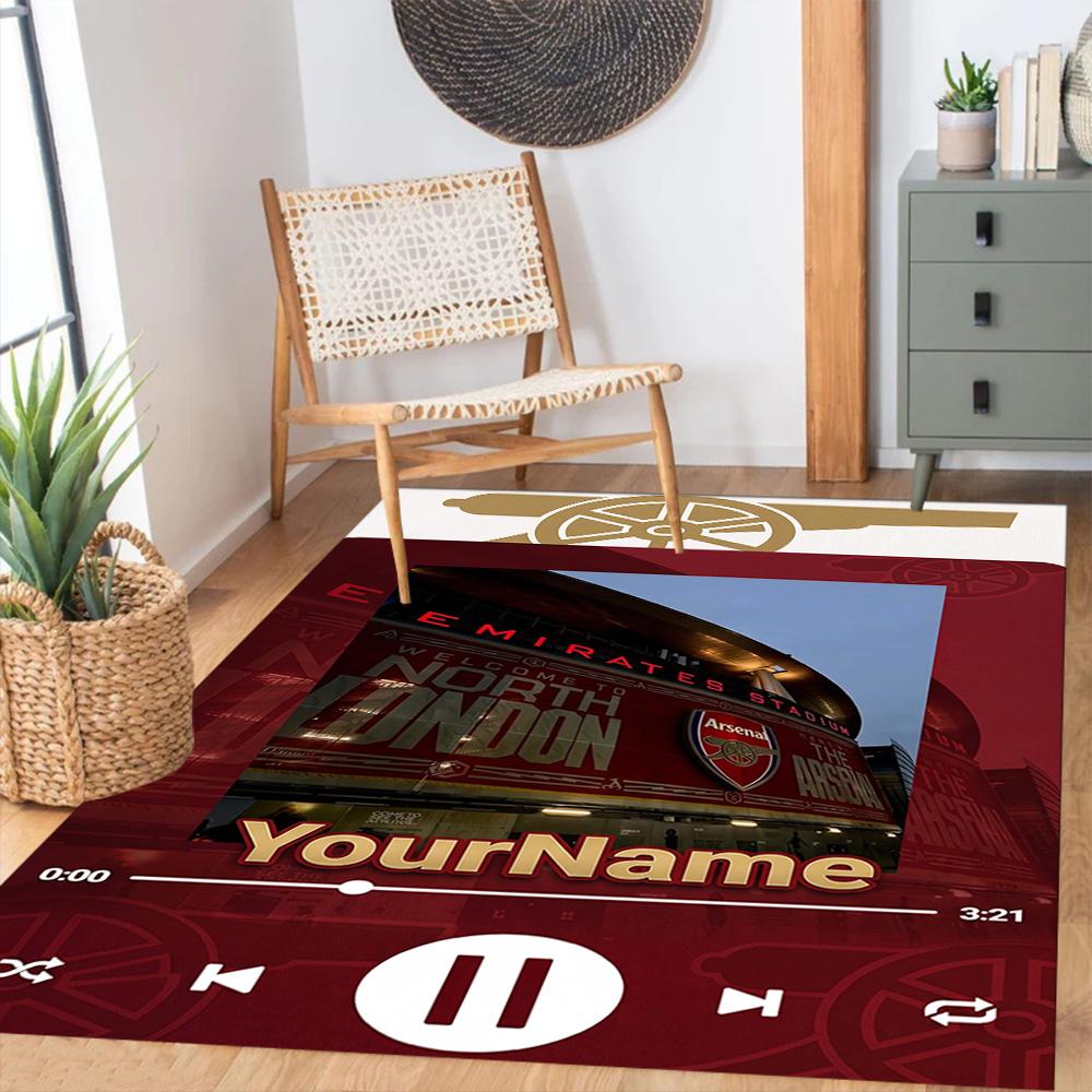 Arsenal Customize Your Name Floor Rug Office Rug Design for Outdoor Balcony Foyer Playrooms Anti-slip Rug Anime Office Decor