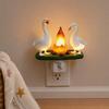 Goose Campfire Night Light, 3D Small Electric Faux Flame Flicker Light, Battery Operated Bedside Light for Nursery, Dorm Decor