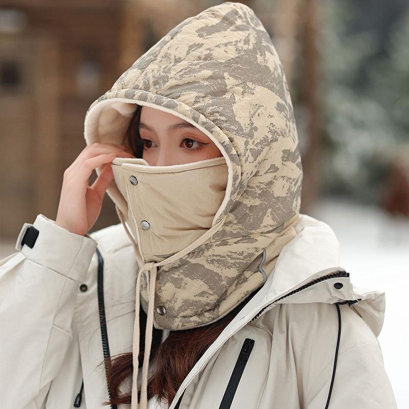 Fleece warm scarf one-piece women's winter wind and cold cycling mask outdoor camouflage ski cap