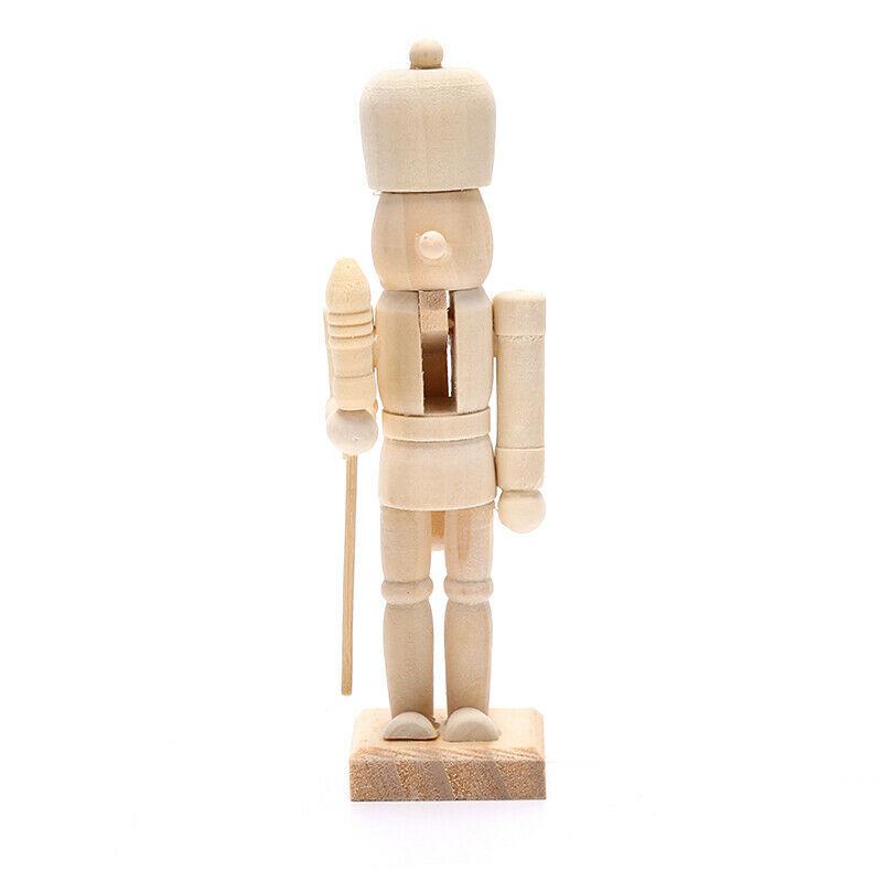 6PCs Christmas DIY Crafts Wooden Unfinished Nutcracker Figurine Unpainted Nutcracker Puppet Walnut Soldier Ornament Unfinished