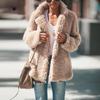 Cappotto da donna in peluche tinta unita giacca con risvolto cardigan in pelliccia di pile spesso manica lunga inverno caldo e confortevole