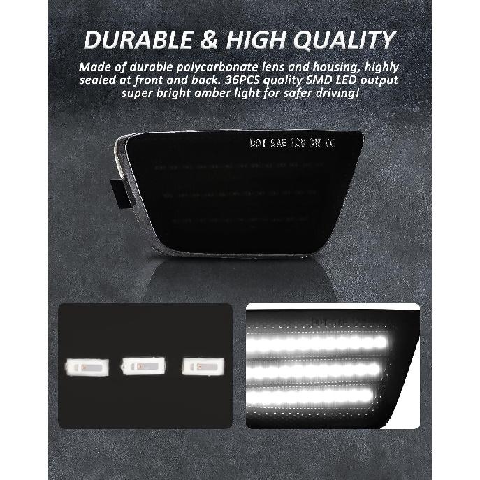 Bestview LED Side Marker Light Assembly, Front Bumper Lamps Compatible with Chevy Cruze 2011 2012 2013 2014 2015, Driver & Passenger Side, Smoked Len