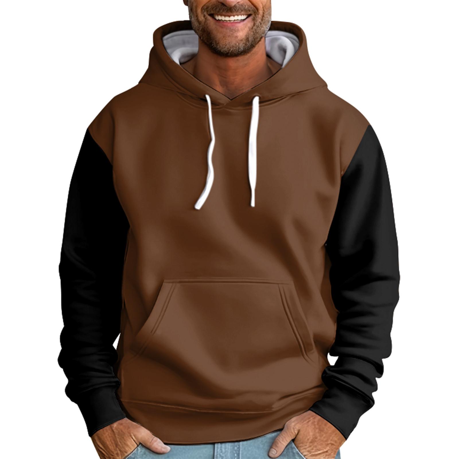 Спортивный костюм с капюшоном, унисекс, одежда для бега, пуловер с длинными рукавами, толстовка с капюшоном L коричневый