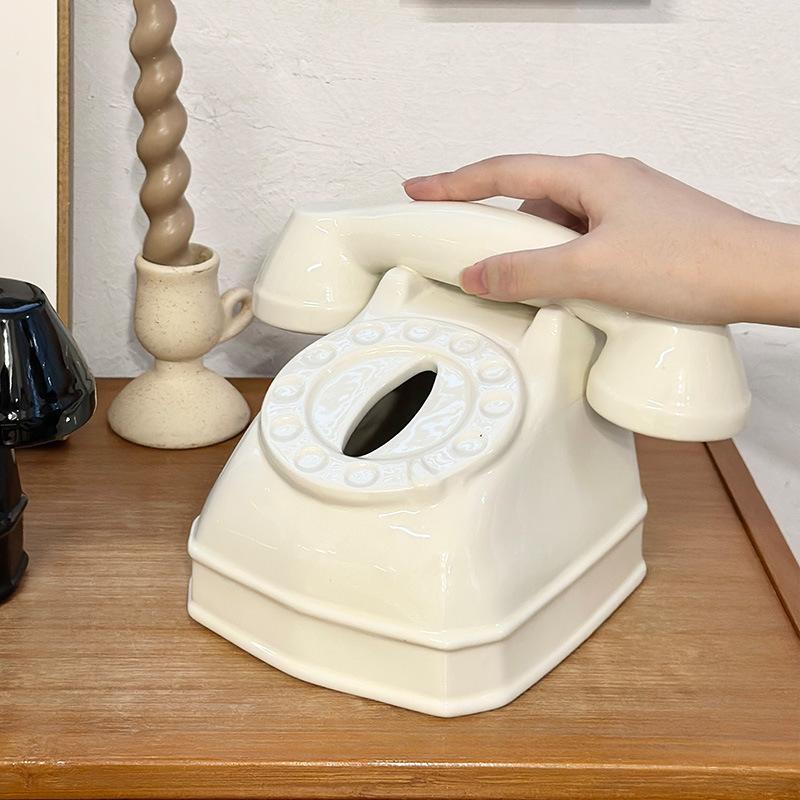 

New Fashionable Creative Telephone Paper Box Tea Table Desktop Decoration Simple Napkins Storage Paper Box