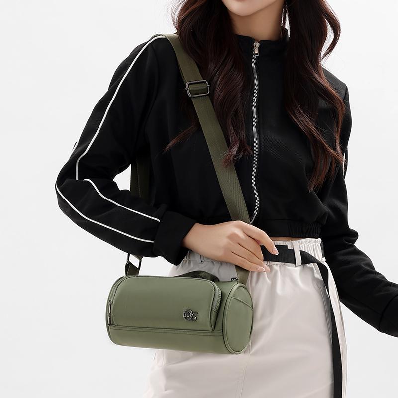 Cylinder Women's Bag Solid Color Nylon Bag Mobile Phone Bag Shoulder Crossbody Bag