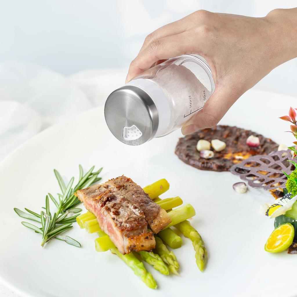 VKCHEF Seasoning Container, Spice Bottle, Seasoning Pot, Sugar Jar, Heat-Resistant Glass, Perfect for New Life, Seasoning Storage, Pepper, Salt,
