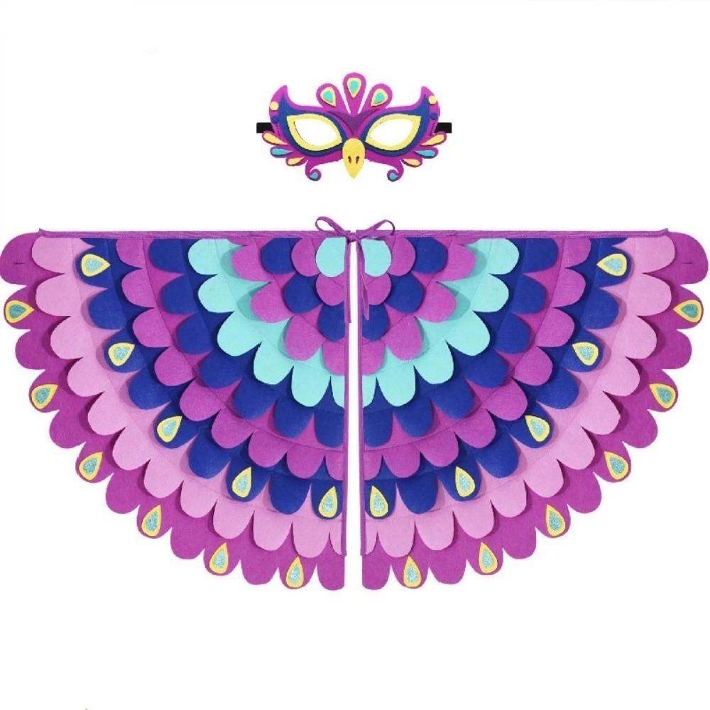 Bird Wings Halloween Cloak with Mask Felt Cloth Cape Mask Set  Stage Performance