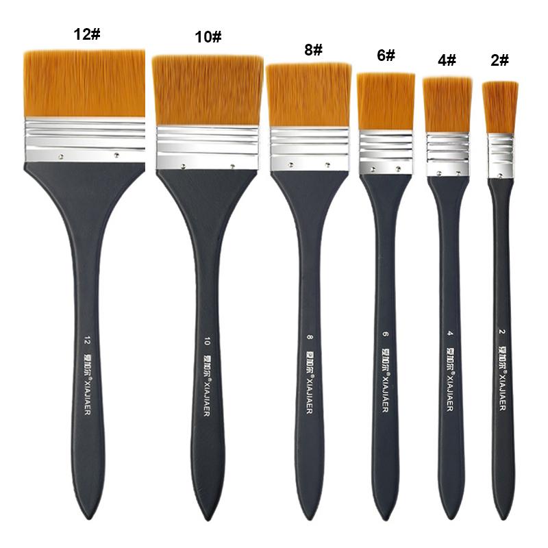 6 Sizes Nylon Hair Wooden Handle Watercolor Paint Brush Pen Learning DIY Oil Acrylic Painting Art Paint Brushes Supplies