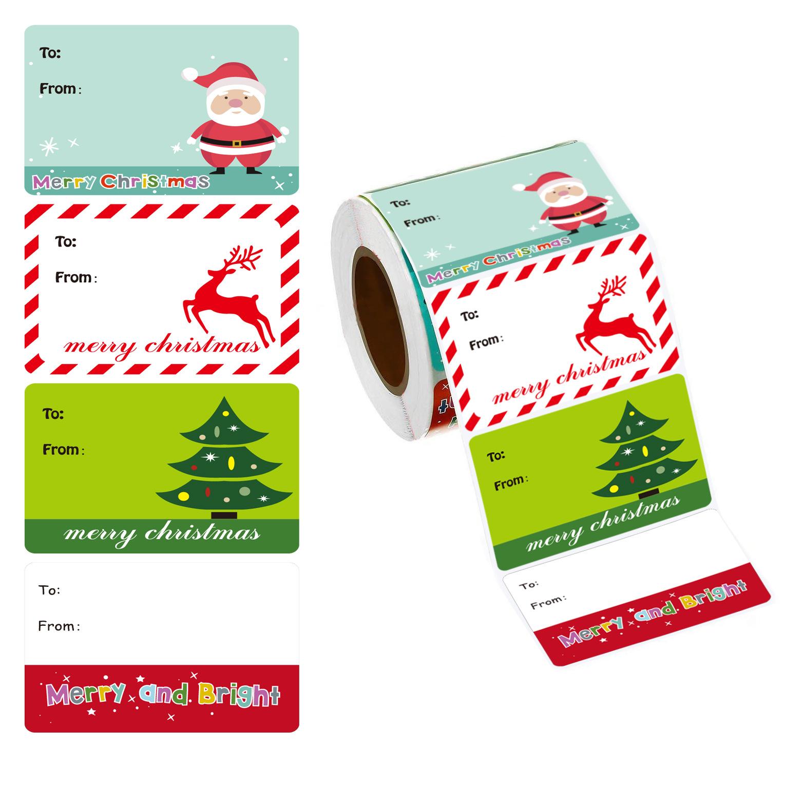 

200Pcs 5x3.8cm Rectangle Christmas Stickers For DIY Gift Baking Package New Year Party Seal Labels Sticker Christmas Decoration 5x3.8cm