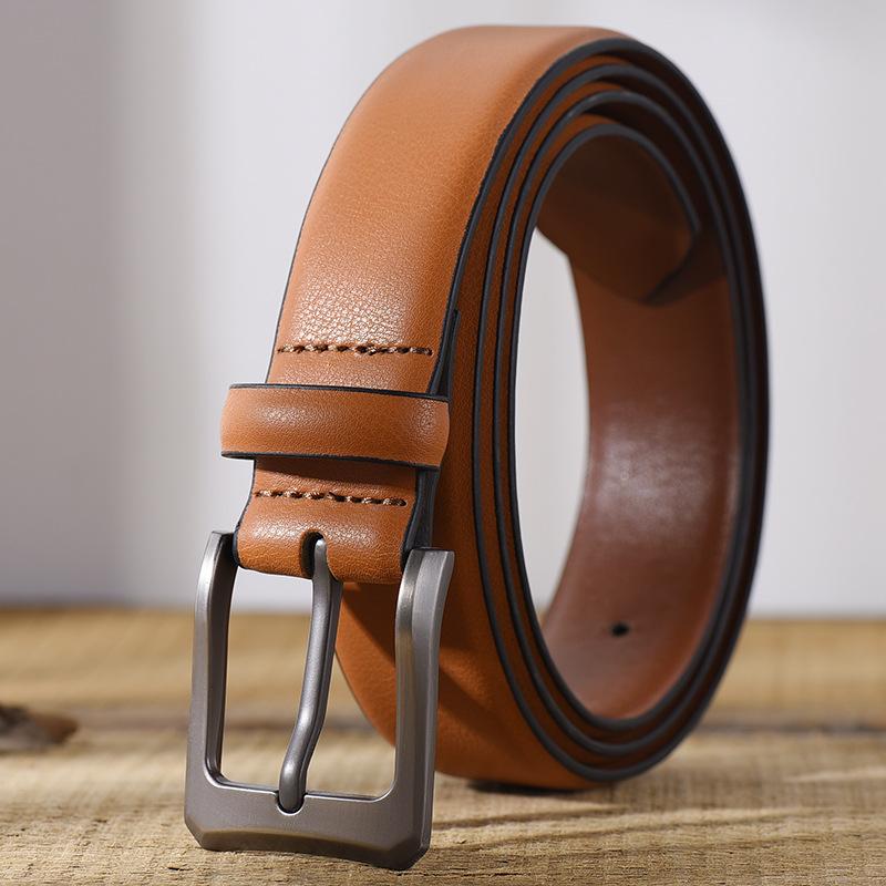 Retro Belt for Men Casual Business Simple Belt for Men Middle-aged and Young Men Fashionable Versatile Pin Buckle Belt 125cm