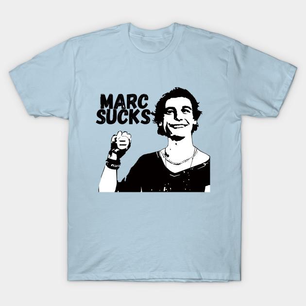 

Men Black Print T-shirt Marc Sucks Empire Records Funny No-Cut Transfer Paper Print Cotton Tshirt 3XL