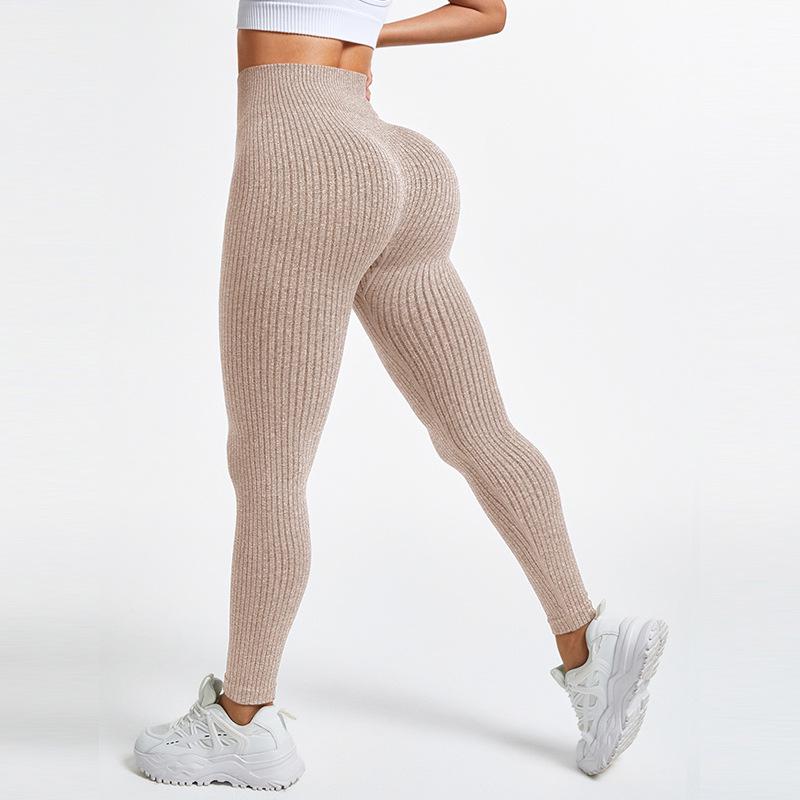Women's High-Waist Ribbed Yoga Leggings | Hip-Lifting Fitness Pants