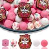 30PCS Silicone Bead Set - Cute Dinosaur, Plant & Flower Designs for DIY Jewelry, Keychains, Bracelets & Craft Pens