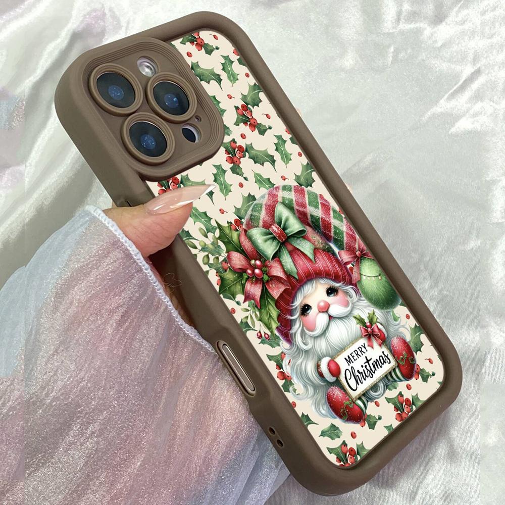 

JT145 Christmas Gnome Art for iPhone 17 16 15 Pro Max Samsung S26 S25 Ultra A17 A16 A07 A56 Xiaomi 15T Redmi 15c 14c Note 14 Soft TPU Case Redmi 15C 4G/5G(171.6) коричневий