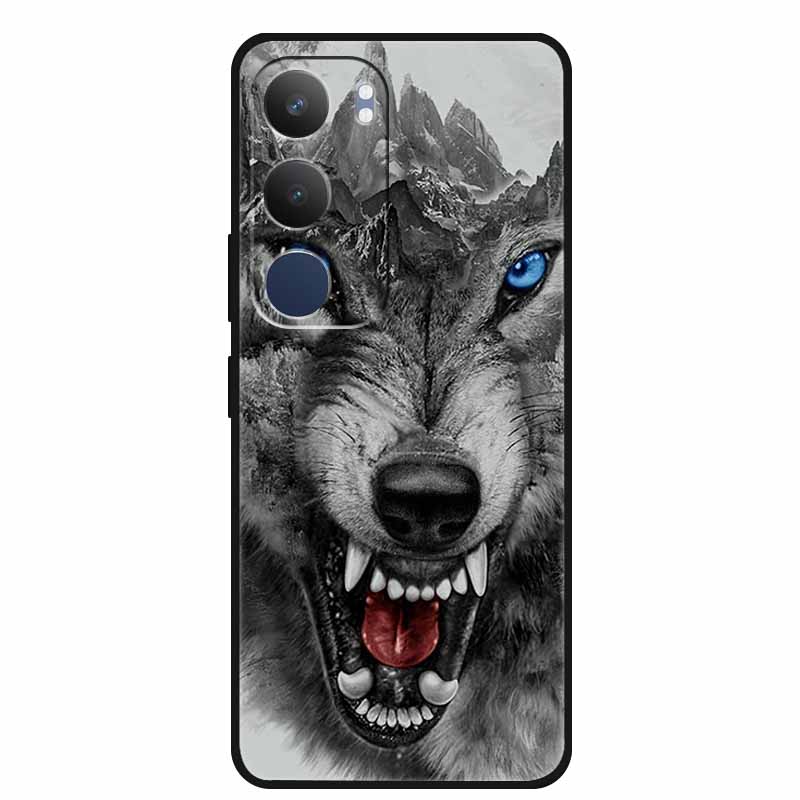 For Vivo Y29 5G Case V2420 Cartoon Wolf Tiger Soft Silicone Cover TPU Phone Case for Vivo Y29 5G Bumper Capa Shockproof Fundas