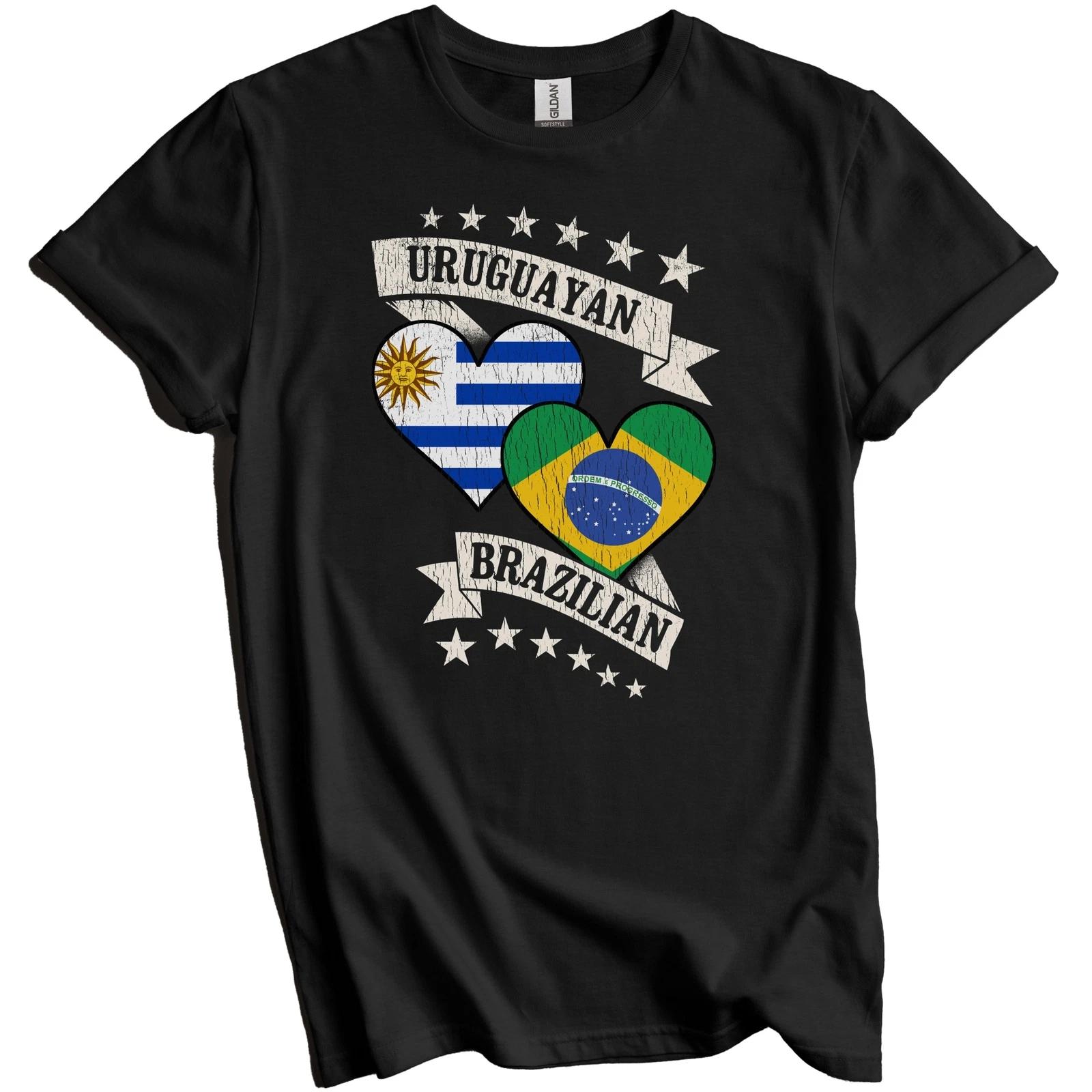 Uruguayan Brazilian Heart Flags Uruguay Brazil T-Shirt 3XL