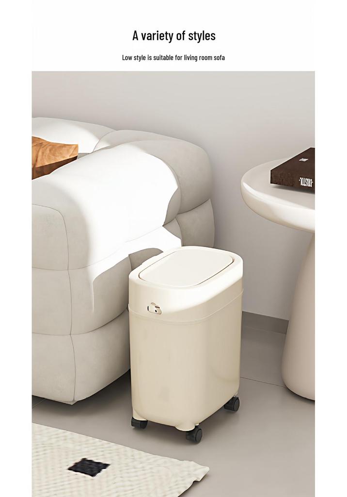 High-Leg Wheeled Trash Can: Stylish, Large-Capacity, with Lid for Kitchen Use
