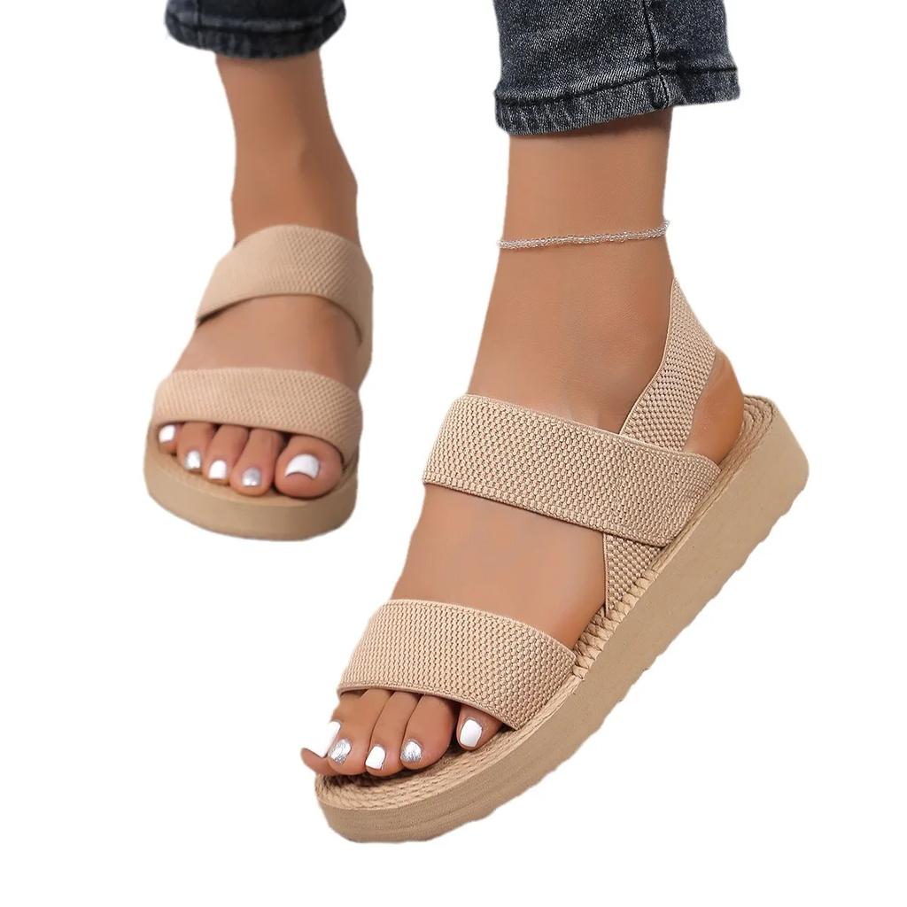 Dámske minimalistické sandále na platforme s otvorenou špičkou a hrubou podrážkou, ležérne sandále s remienkom okolo členku, slingback Sandalias, jednofarebné, 2025