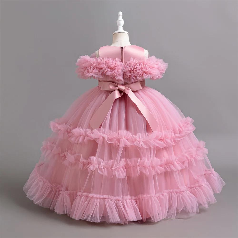 Kız Çiçek Prenses Payetli Bebek Düğün Noel Partisi Elbisesi Doğum Günü Partisi Düğün Çiçek Kızı Tatlı ve Şirin Elbise