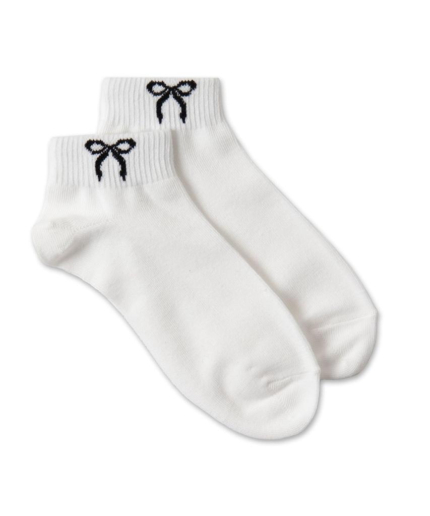WEGO Short Classic Style for Everyday or As a Sizes White with Ribbon Women's Socks, Wear, School, Gift, 23-25cm,
