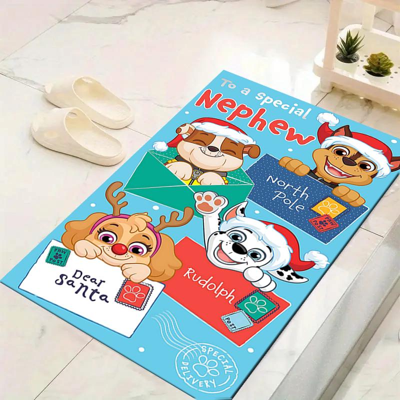 1Pc Paw Patrol Christmas Celebration Rug Office Carpet Indoor Outdoor Doormat Nonslip Soft And Comfortable Living Room Christmas Halloween Gift D91876