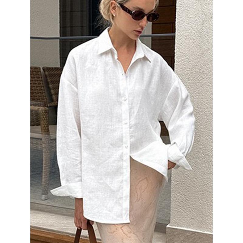 Damen Sommer Neue Mode Einfarbig Taschen Langarmhemd Locker Lässige Jacke