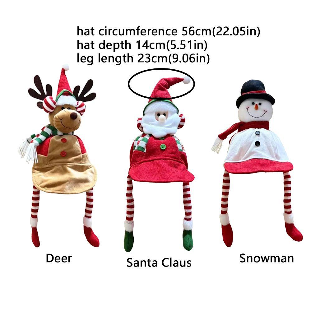 Long Leg 3D Christmas Plush Cap Warm Soft Snowman Party Hat Reindeer Character Cap Photo Props