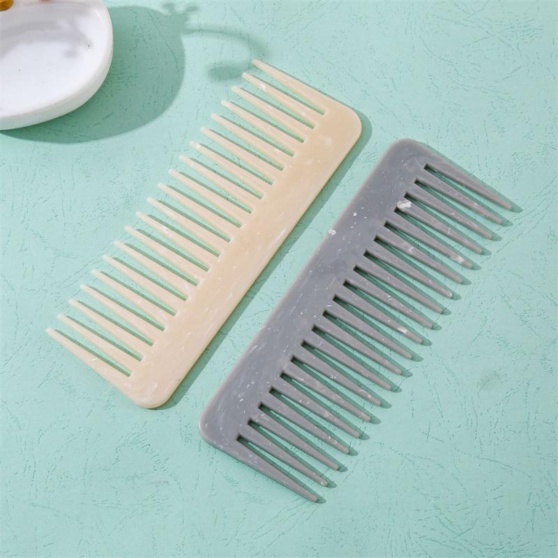 Marble Wide Tooth Comb Home Massage Comb Dry And Wet Flat Hair Perm Anti-Static Women'S Comb