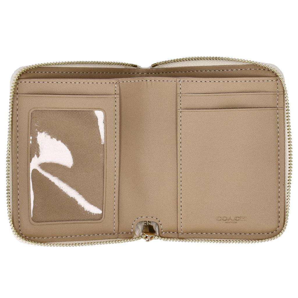 Coach LNISIG JQ LON Zip Wallet Light Khaki Chalk Women's Bi-fold C8323, (Product Code WL)
