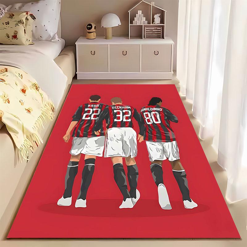 Soccer Legends Red & Black Carpet Suitable As a Non-slip Mat for the Living Room or Bedroom Sofa
