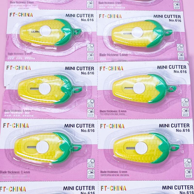 Mini nóż użytkowy w kształcie kukurydzy z kreskówek - uroczy obcinacz do papieru dla uczniów i ostrze do ekspresowego rozpakowywania