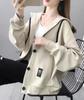 EASTEMPO Spring Long Loose Solid Plus Sizes Women's Hoodie, Sleeve, Fit, Lightweight, Stylish, Color, Casual, Cute, (JP, Alphabet, L, Beige)